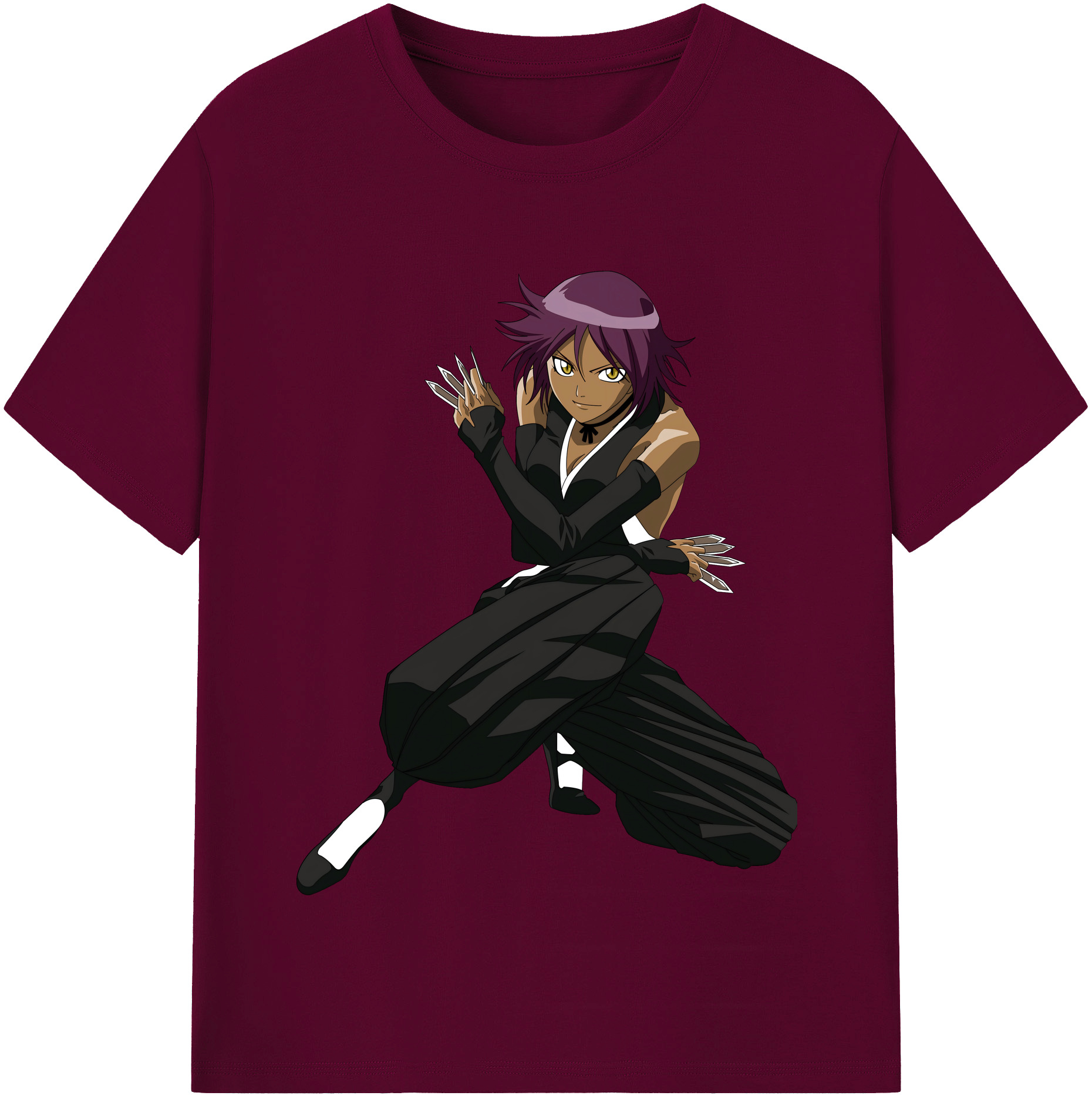 （画像用） ブリーチ 四楓院 夜一（しほういん よるいち） BLEACH Shihouin Yoruichi レディースカジュアルプリントTシャツ（綿100％）